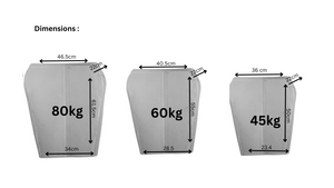 80kg, 60kg and 45kg Hassefell stone dimensions 80kg : 46 x 61 x 22cm, 60kg 40.5 x 55 x 22cm and the 45kg 36cm x 50cm x 22cm